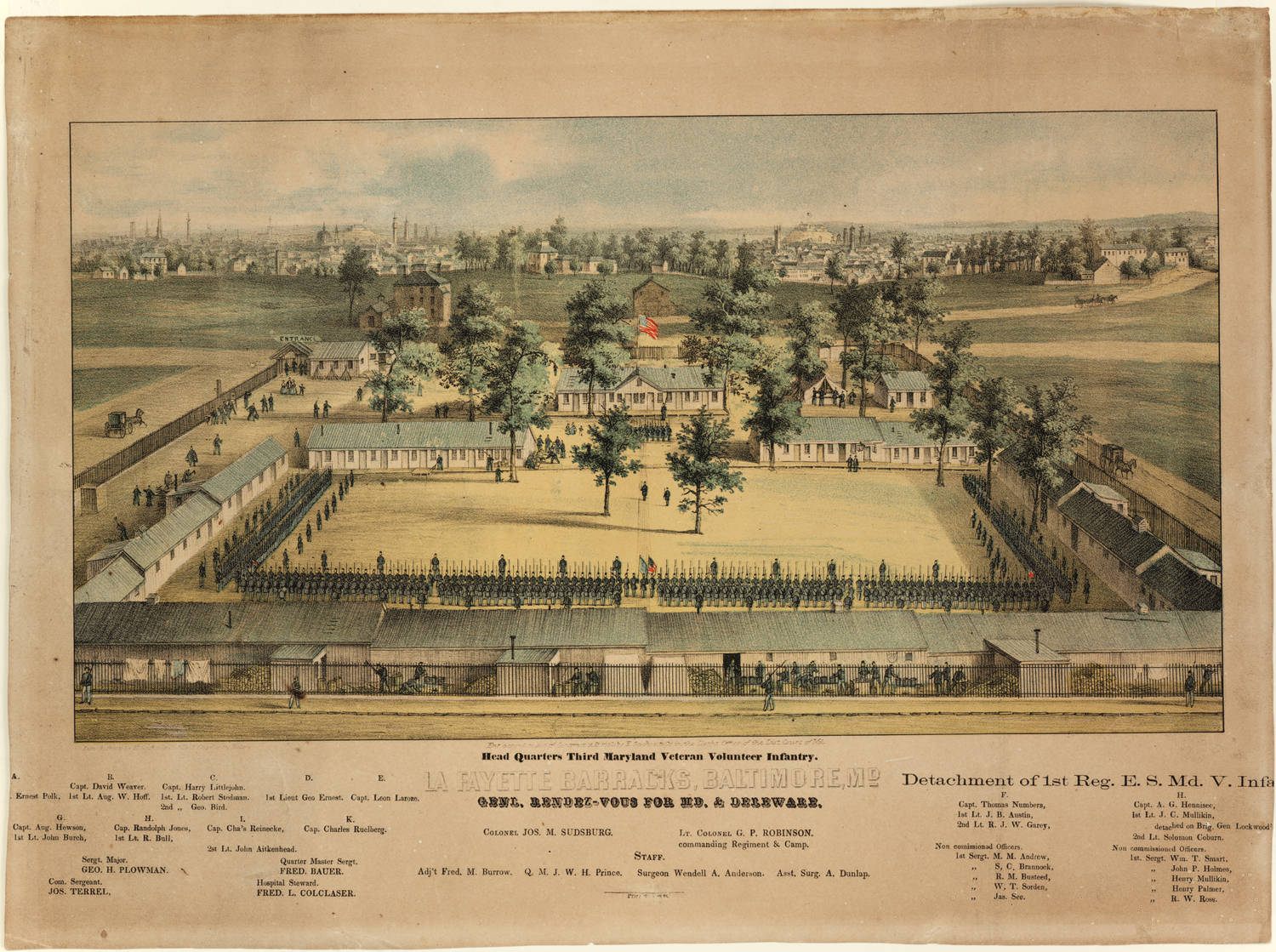 Lafayette Barracks, c. 1862. Courtesy Enoch Pratt Free Library. mdcp122.